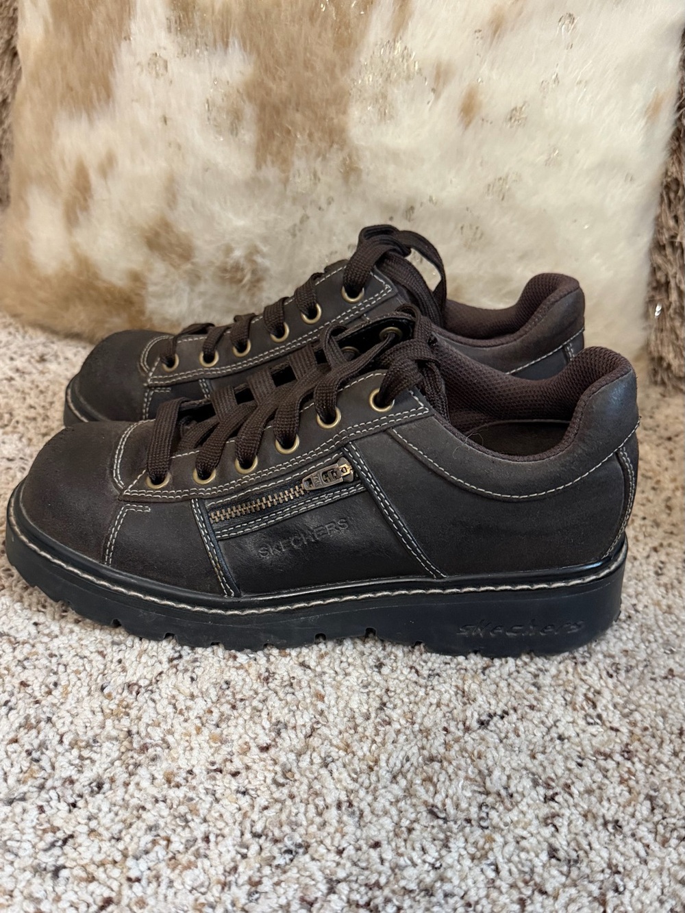 Vintage Brown Leather Tredd Jammers by Sketchers